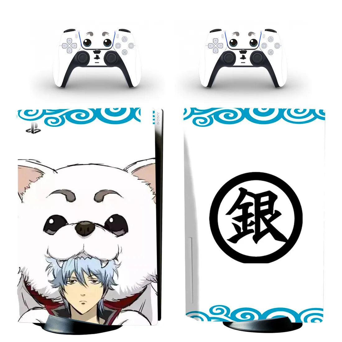 Silver Edge Wrap – Samurai Comedy Vinyl Skin for PS5