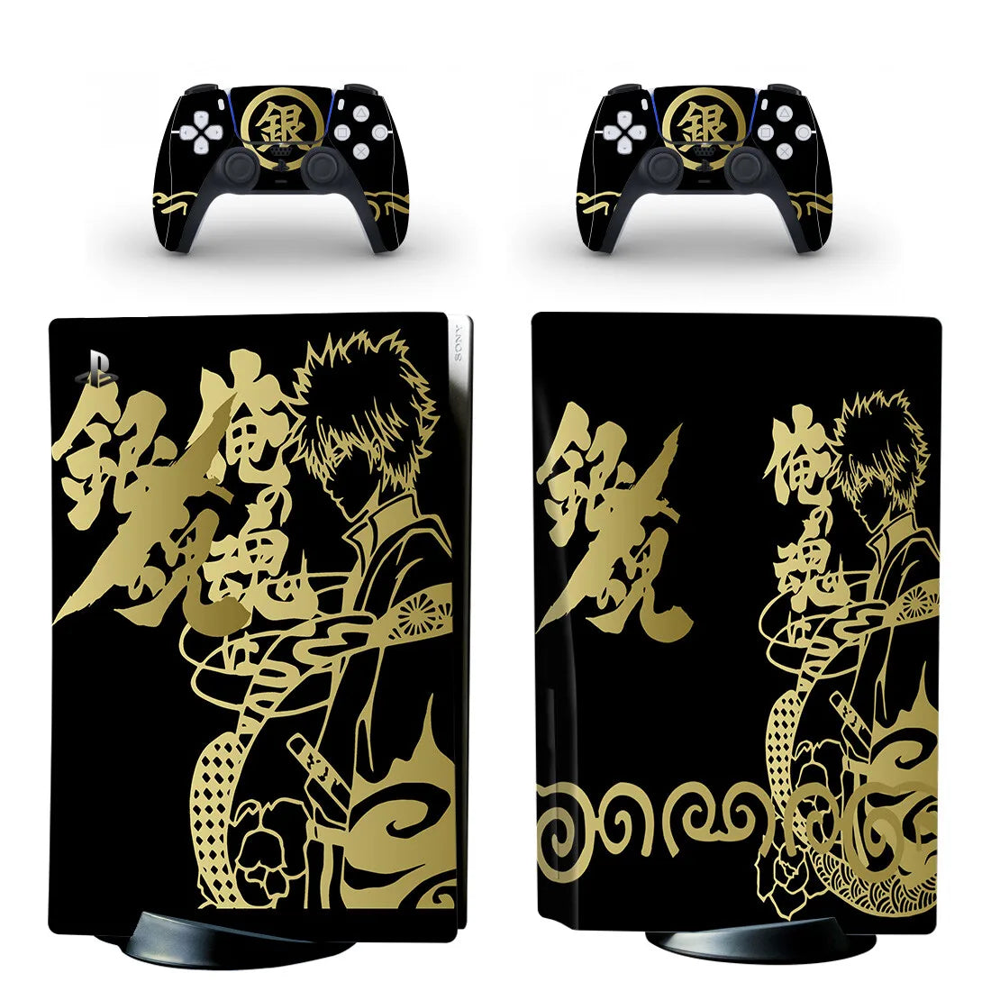 Silver Edge Wrap – Samurai Comedy Vinyl Skin for PS5